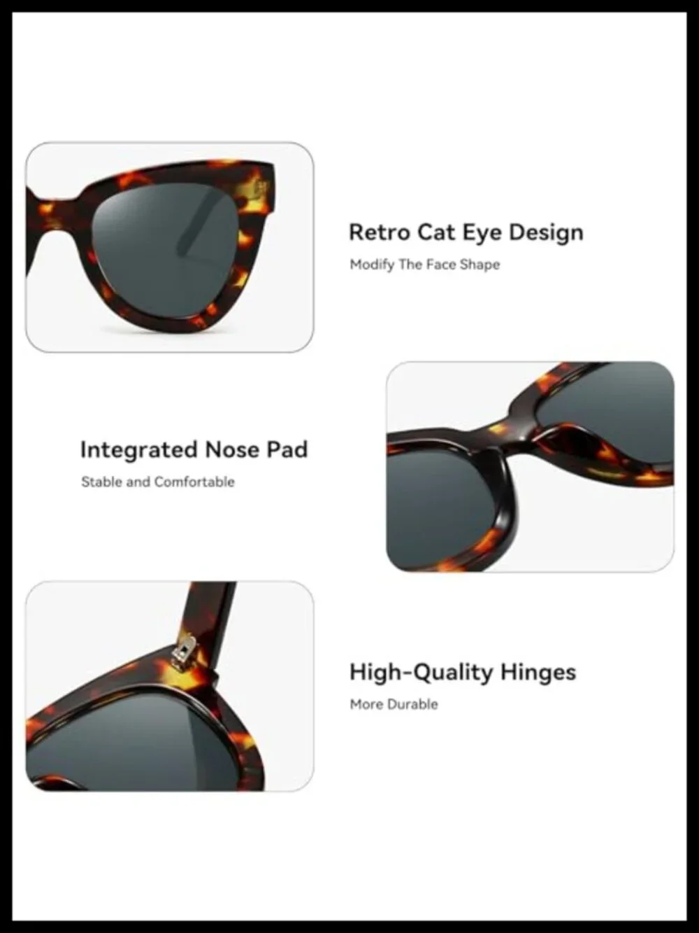 Vintage Cat Eye Sunglasses Women Men UV400 Protection Retro Square Tortoise